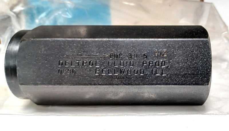 Deltrol EDC30S-C12 Hydraulic In-Line Check Valve 10116-96 New