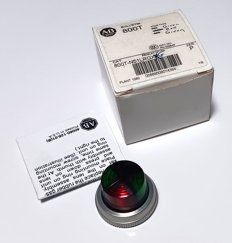 Allen Bradley 800T-N51 Cluster Pilot Light Indicator Green - Red - Green