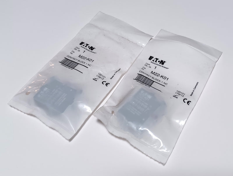 Eaton M22-K01 Normally Closed Contact Block ( Lot of 2 ) New/Sealed