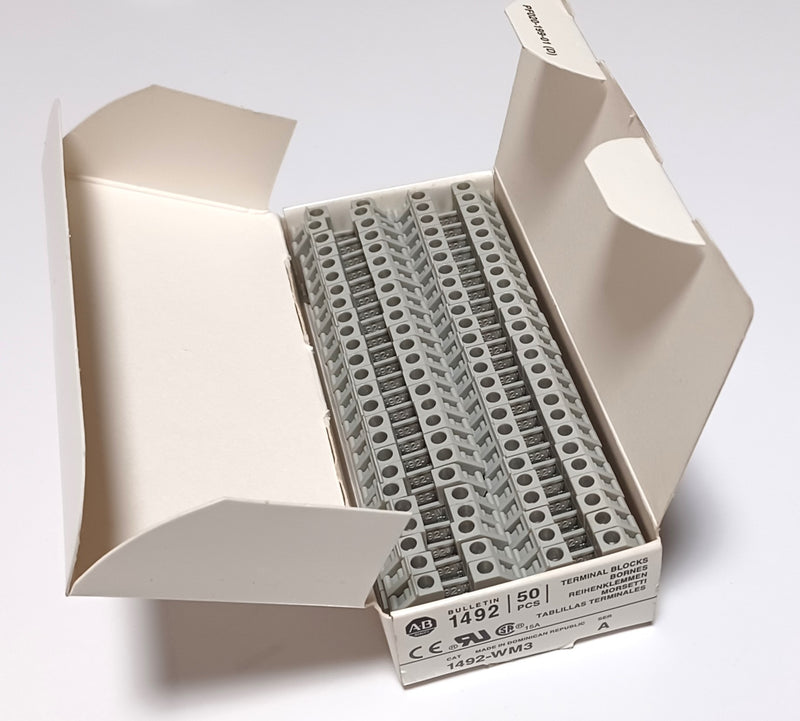 Allen Bradley 1492-WM3 Gray Mini Terminal Blocks 50 New in Box