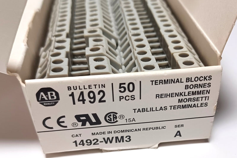 Allen Bradley 1492-WM3 Gray Mini Terminal Blocks 50 New in Box
