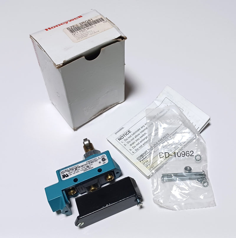 Honeywell Micro-Switch BZE6-2RQ81 N/O N/C SPDT 15A Cross Roller Plunger - New