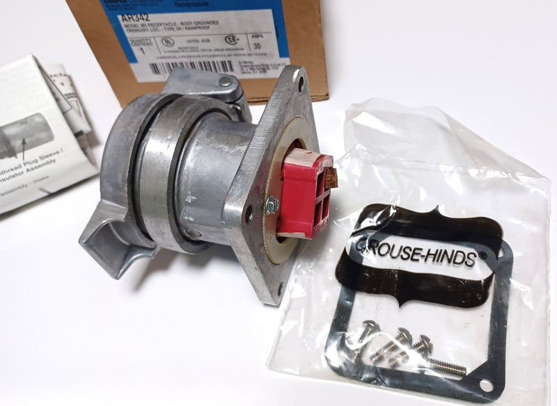 Cooper Crouse-Hinds AR342 30A 3-Wire 4-Pole ARKTITE Model M3 Receptacl ...