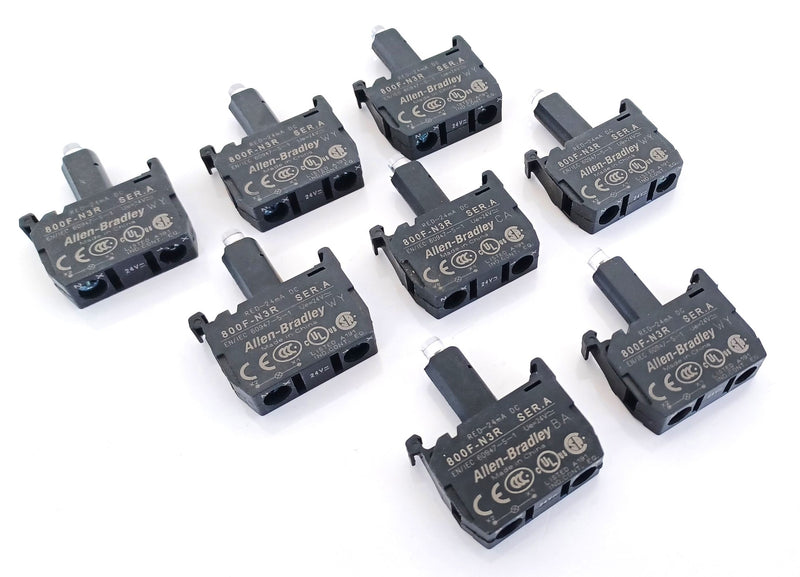 Allen Bradley 800F-N3R Red LED Lamp Module Contact Block ( Lot of 8 ) New