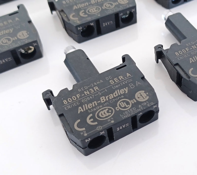 Allen Bradley 800F-N3R Red LED Lamp Module Contact Block ( Lot of 8 ) New