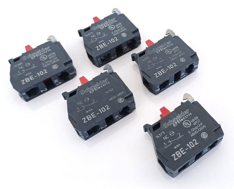 Schneider Electric ZBE-102 Normally Closed Contact Block ( Lot of 5 ) New