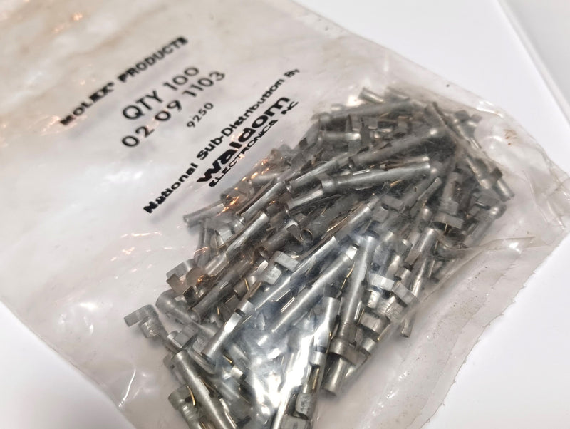 Molex Waldom (100) 02 09 1103 Female & (43) 02 09 2103 Male Crimp Contacts Pins