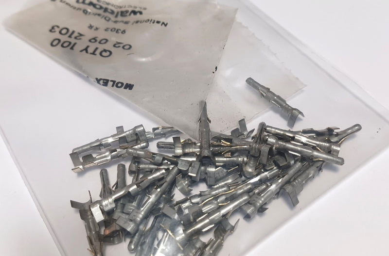 Molex Waldom (100) 02 09 1103 Female & (43) 02 09 2103 Male Crimp Contacts Pins