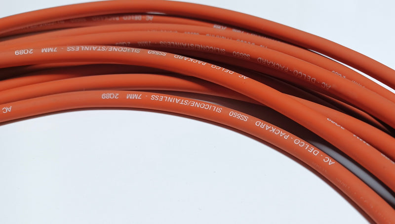 AC Delco Packard SS550 Silicone Stainless 7mm 2Q89 Spark Plug Orange Cable - 1'