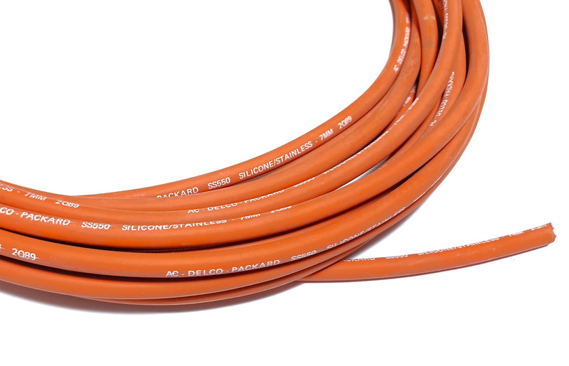 AC Delco Packard SS550 Silicone Stainless 7mm 2Q89 Spark Plug Orange Cable - 1'