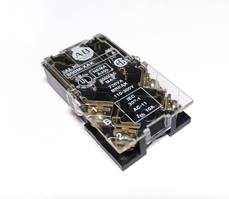 Allen Bradley 800M-XAK Dual Contact Block (1) N/O & (1) N/C Contacts - New