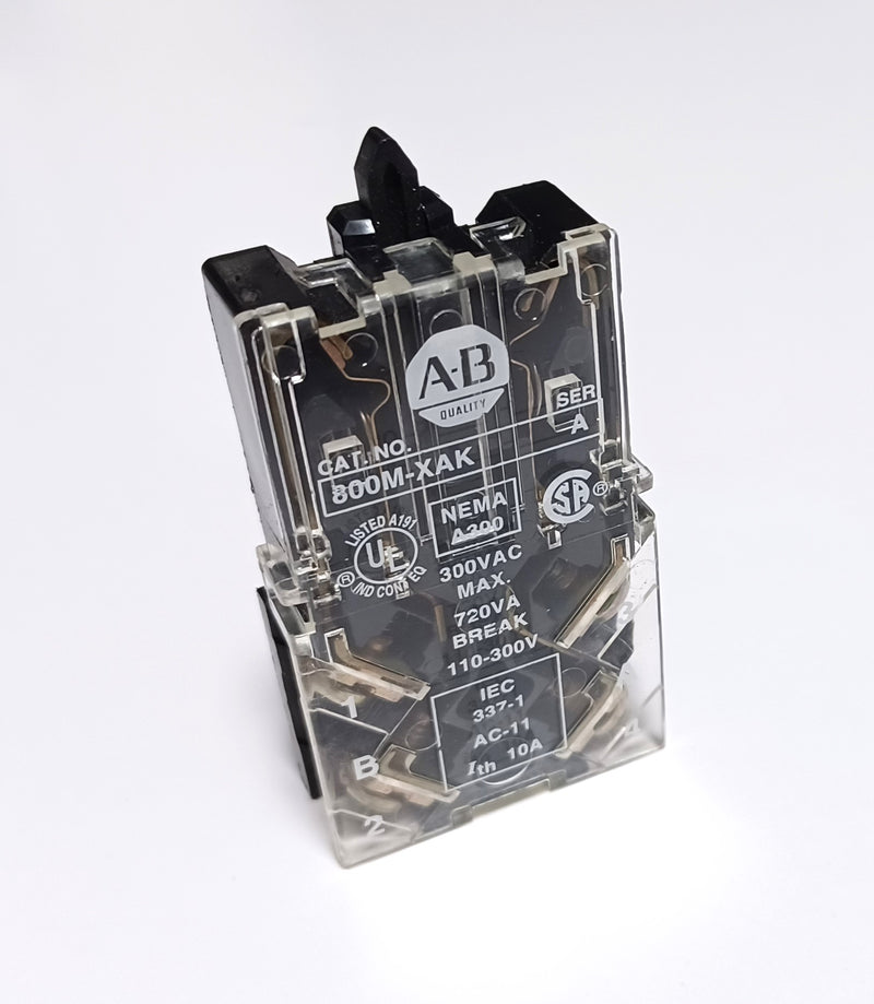 Allen Bradley 800M-XAK Dual Contact Block (1) N/O & (1) N/C Contacts - New