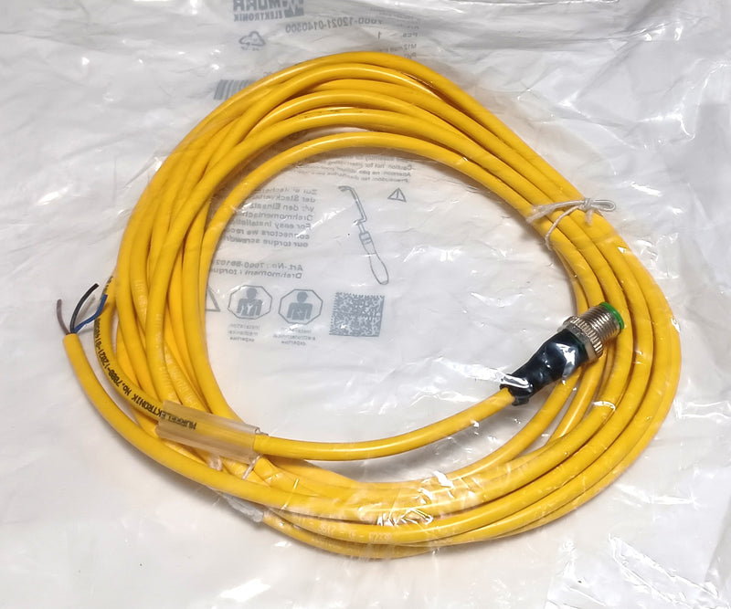 Murr 7000-12021-0140500 Male M12 Straight Yellow 5M Cable 4-Pin 22AWG - New
