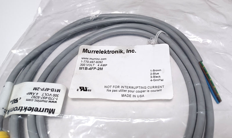 Murr M1B-4FP-2M 4-Pin Female Molded End Sensor Cable 300V 4A 22AWG - New/Sealed