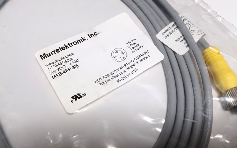 Murr M1B-4FP-3M 4-Pin Female Molded End Sensor Cable 300V 4A 22AWG - New/Sealed