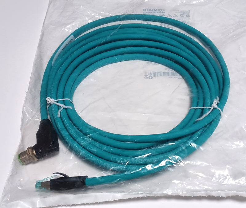 Murr 7700-44761-S4U0500 M12 Male 90° / RJ45 Shielded CAT5e D-coded 5m Cable  New
