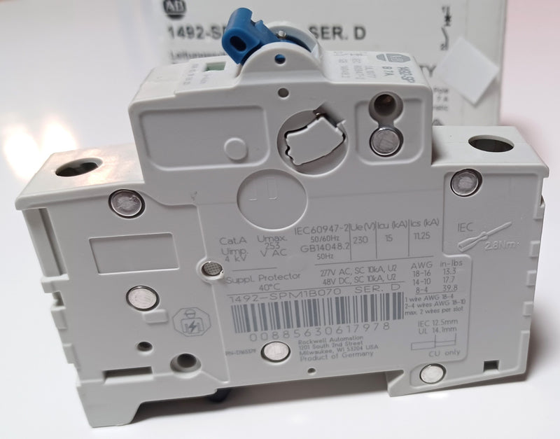 Allen Bradley 1492-SPM1B070 Ser.D 1492-SP 7A Circuit Breaker - New