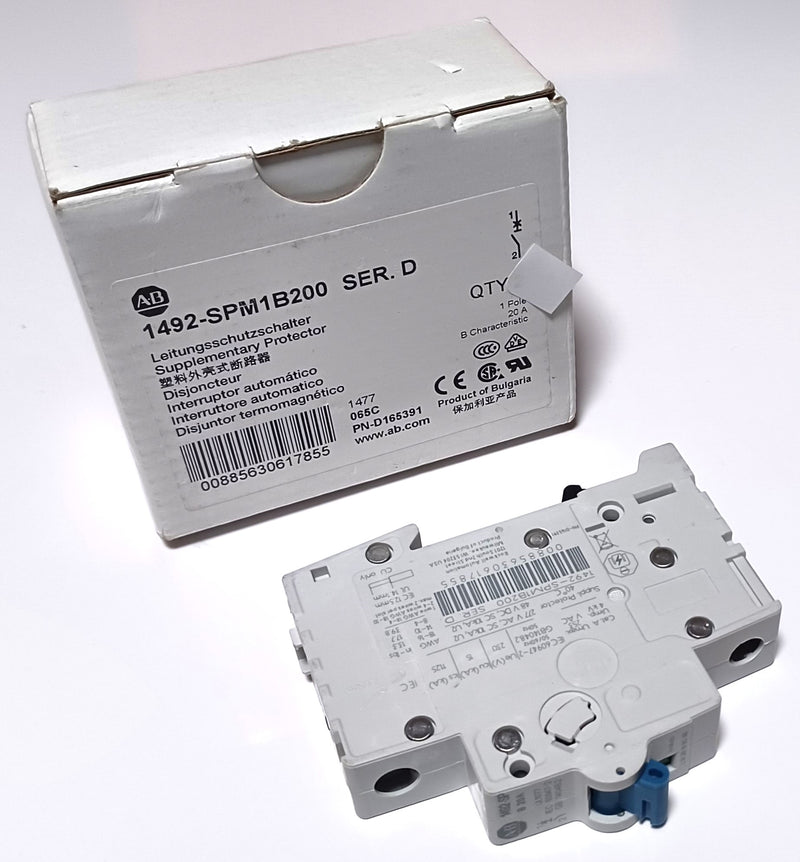 Allen Bradley 1492-SPM1B200 Ser.D 1492-SP 20A Circuit Breaker - New