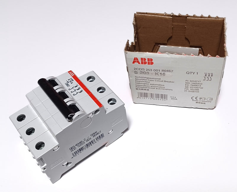 ABB S 203-K16 3-Pole 16A Circuit Breaker 2CDS 253 001 R0467 - New