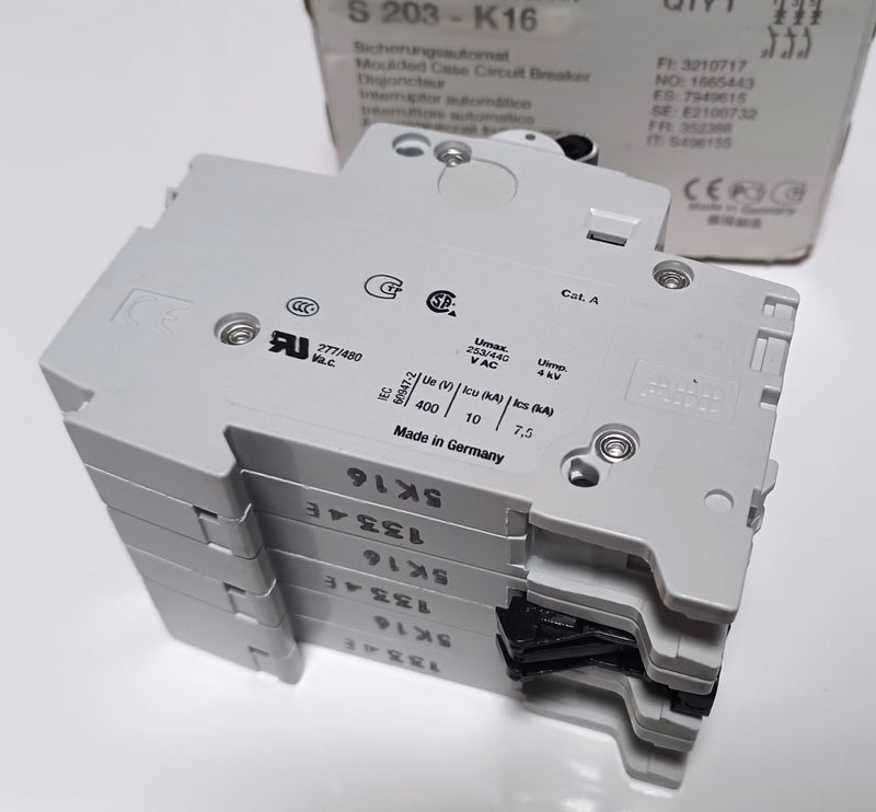 ABB S 203-K16 3-Pole 16A Circuit Breaker 2CDS 253 001 R0467 - New