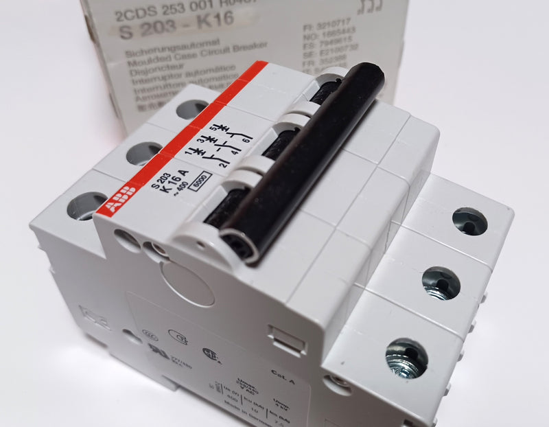 ABB S 203-K16 3-Pole 16A Circuit Breaker 2CDS 253 001 R0467 - New