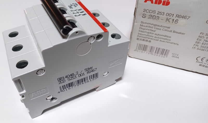 ABB S 203-K16 3-Pole 16A Circuit Breaker 2CDS 253 001 R0467 - New