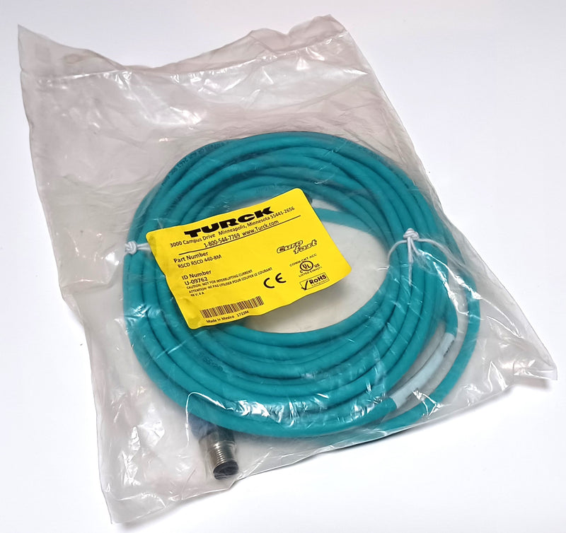 Turck RSCD RSCD 440-8M Cable 8 Meter Male M12 4-Pin - Male M12 4-Pin U-09762 New