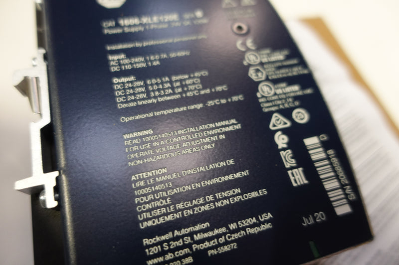 Allen Bradley 1606-XLE120E Ser:B 100-240VAC - 24VDC 5A Power Supply
