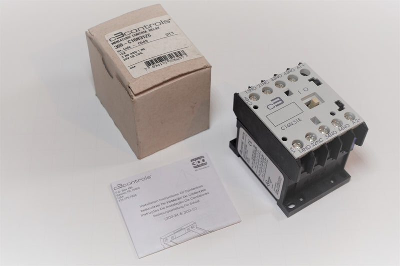 C3 Controls 300-C16N31ZC 24VDC Coil 16A Control Relay 3-N.O 1-N.C