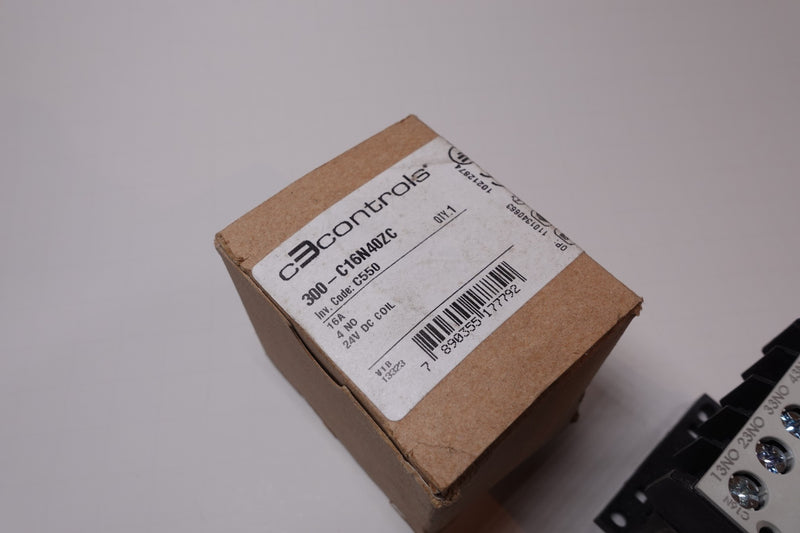 C3 Controls 300-C16N40ZC 24VDC Coil 16A Relay W/ 4- N.O Contacts