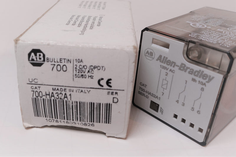 Allen Bradley 700-HA32A1 10A 2 C/O DPDT 120VAC Relay Coil