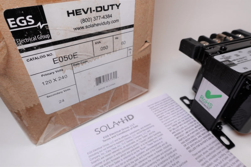 EGS E050E Hevi-Duty .050KVA Transformer PRI: 120/240 SEC: 24V