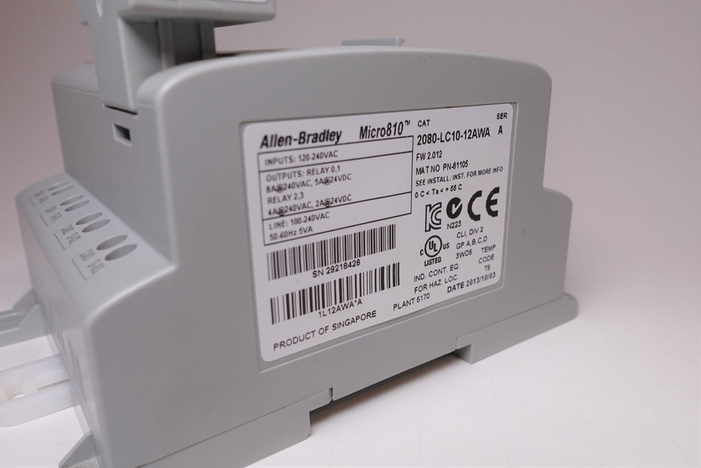 Micro810 Programming Cable Allen Bradley 2080-LC10-12AWA Micro810 Smart Relay W/ 2080-USBADAPTER ...