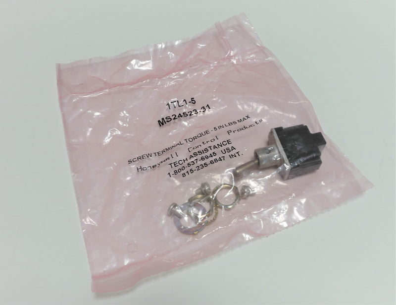 Honeywell 1TL1-5 MS24523-31 SPDT Type (ON)-OFF-ON Toggle Switch