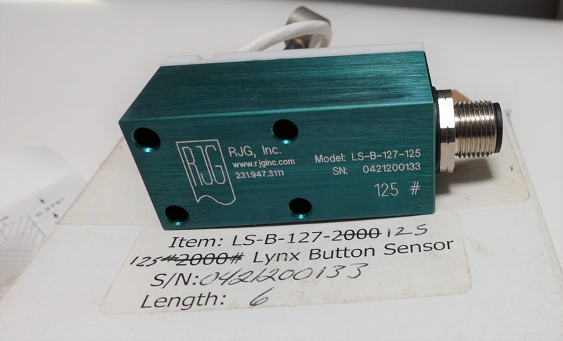 RJG LYNX Digital Strain Gage 125LB. 6" Cable Pressure Button Sensor LS-B-127-125